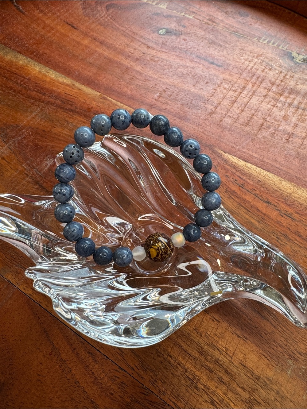 Blue Coral w Calligraphy Stone Bead